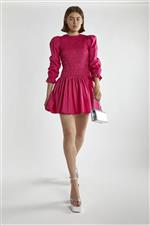 Glamorous abito corto tessuto plissettato fuxia