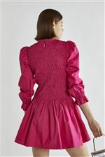 Glamorous abito corto tessuto plissettato fuxia - immagine 2