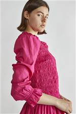 Glamorous abito corto tessuto plissettato fuxia - immagine 4