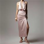 Nineminutes abito cut-out The Justine satin rosa