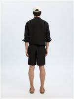 Selected bermuda in lino nero - immagine 2