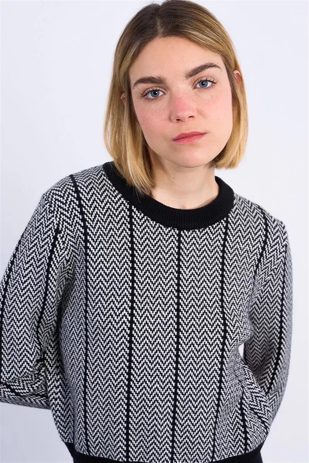 Lili Sidonio maglioncino jacquard bianco e nero