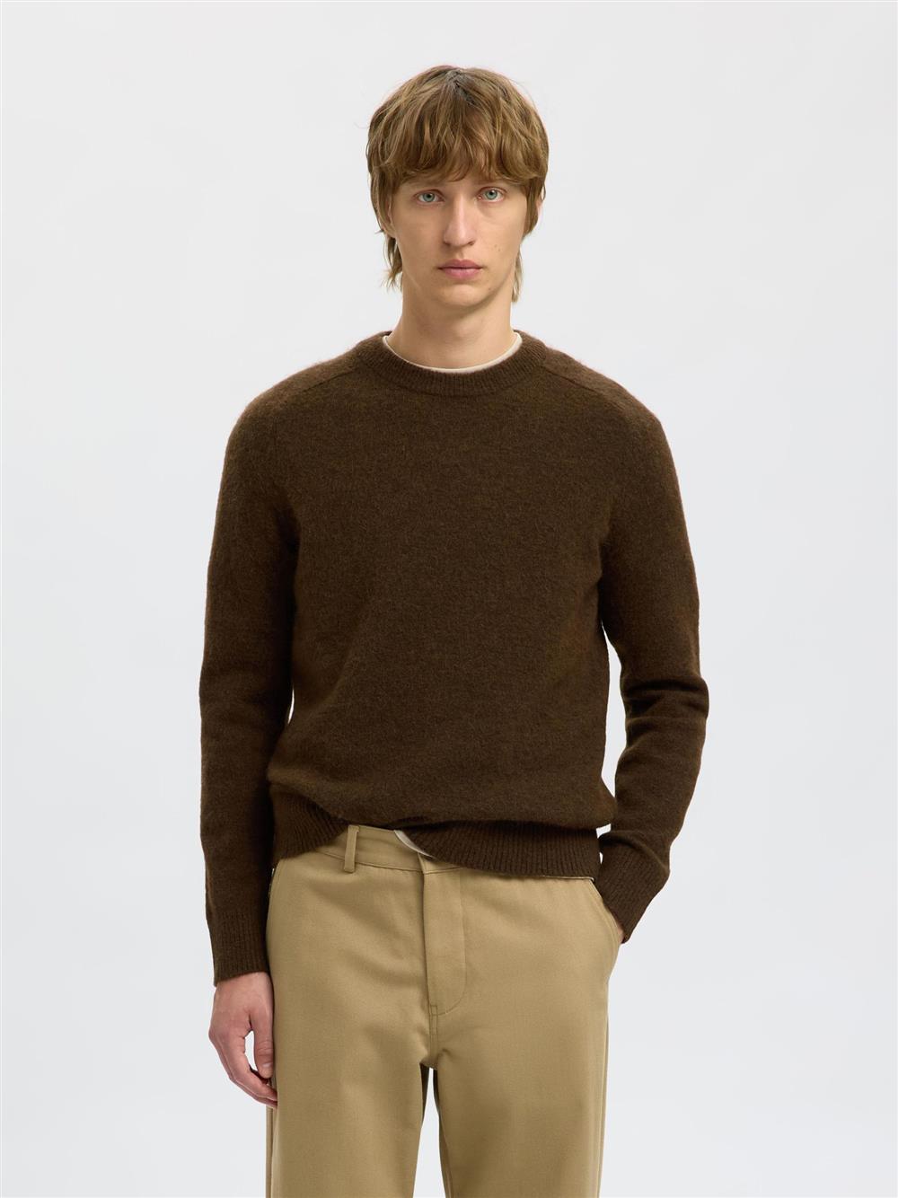 Selected maglioncino girocollo marrone