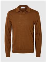 Selected polo in lana merino terra - immagine 2