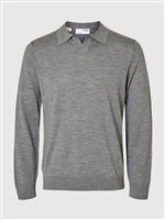 Selected polo in lana merino grigia - immagine 2