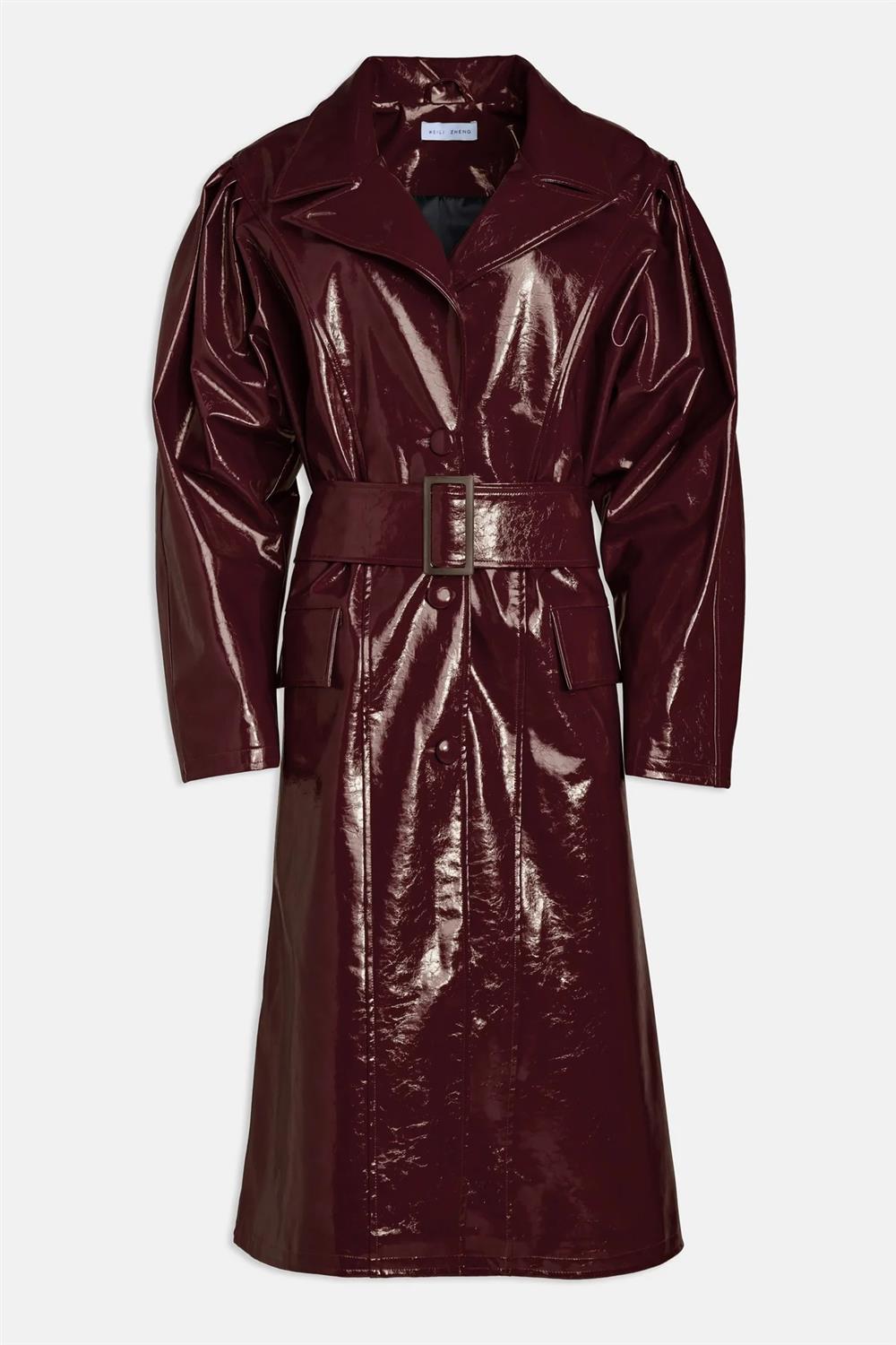 Weili Zheng trench in vinile burgundy