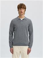 Selected polo in lana merino grigia