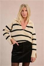 Molly Bracken maglione rigato over panna e nero