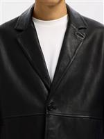 Selected giacca in pelle nera - immagine 4