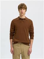 Selected polo in lana merino terra