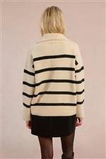 Molly Bracken maglione rigato over panna e nero - immagine 3