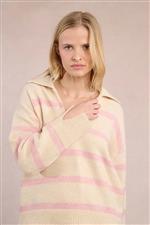 Molly Bracken maglione rigato over panna e rosa