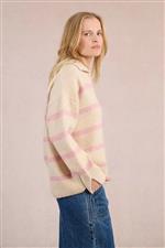 Molly Bracken maglione rigato over panna e rosa - immagine 2