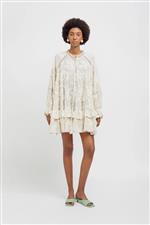 Weili Zheng abito corto ricamo panna