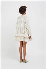 Weili Zheng abito corto ricamo panna - immagine 3