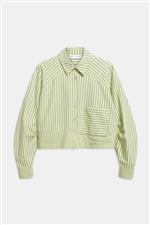 Weili Zheng camicia crop rigata verde