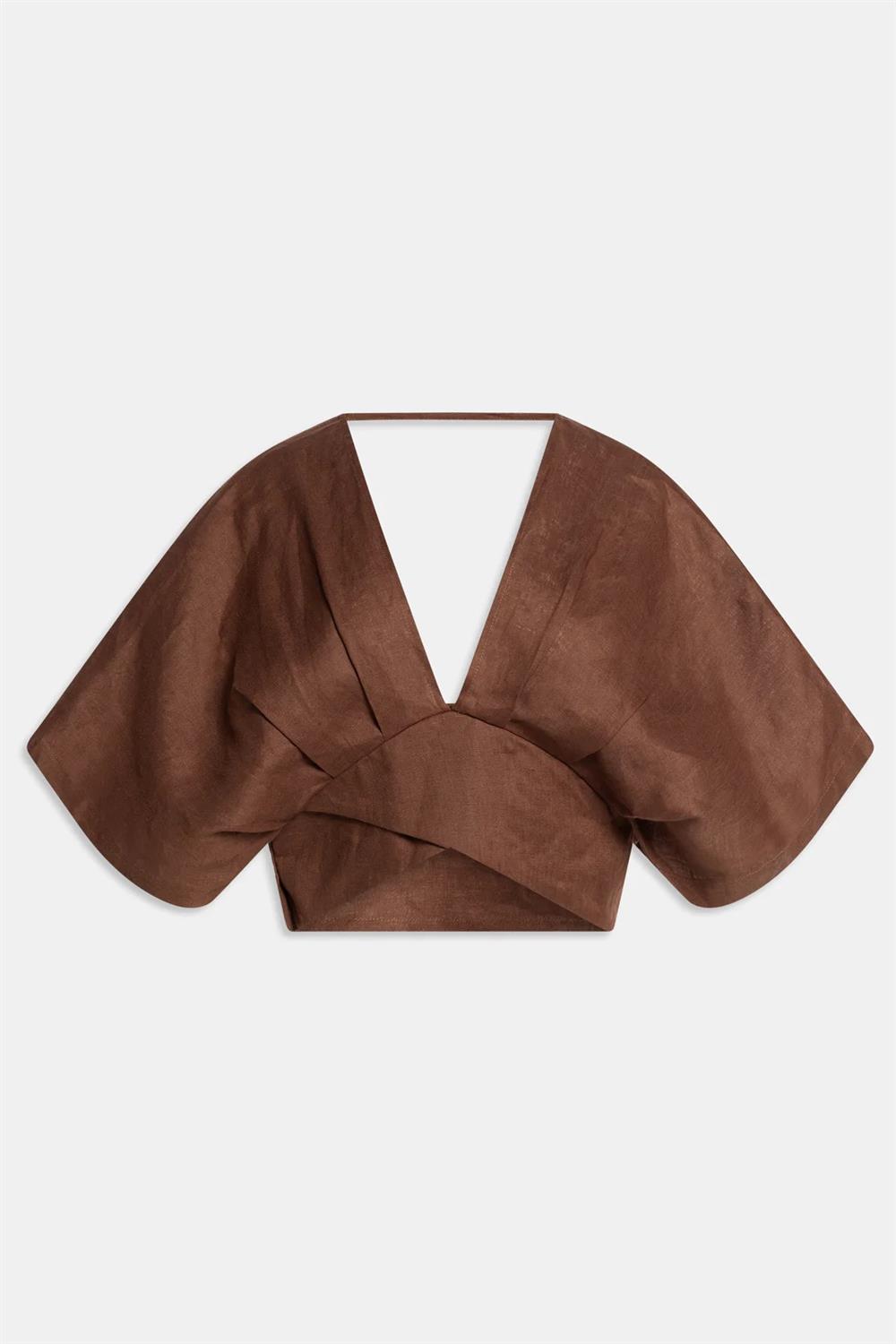 Weili Zheng top lino marrone