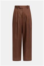 Weili Zheng pantalone il lino palazzo marrone