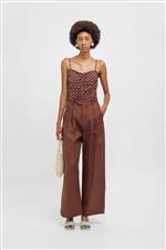 Weili Zheng pantalone il lino palazzo marrone - immagine 2