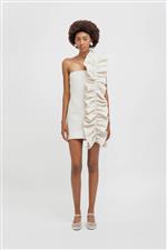 Wheili Zheng abito mini broccato panna - immagine 2