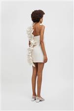 Wheili Zheng abito mini broccato panna - immagine 3