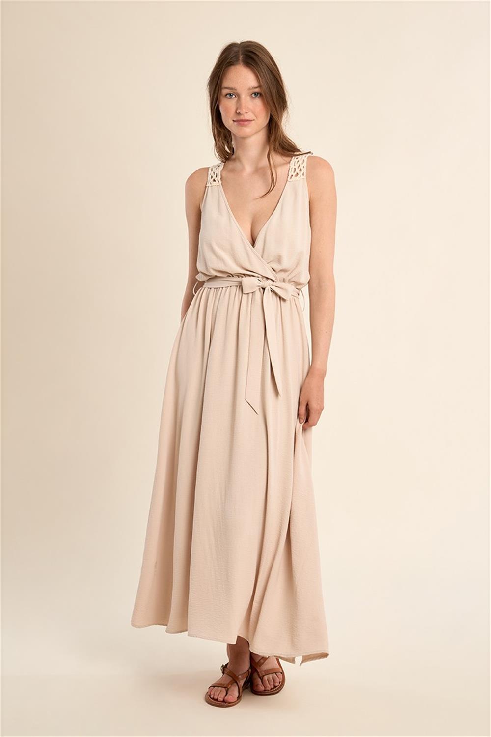 Molly Bracken abito ricamo dietro crema