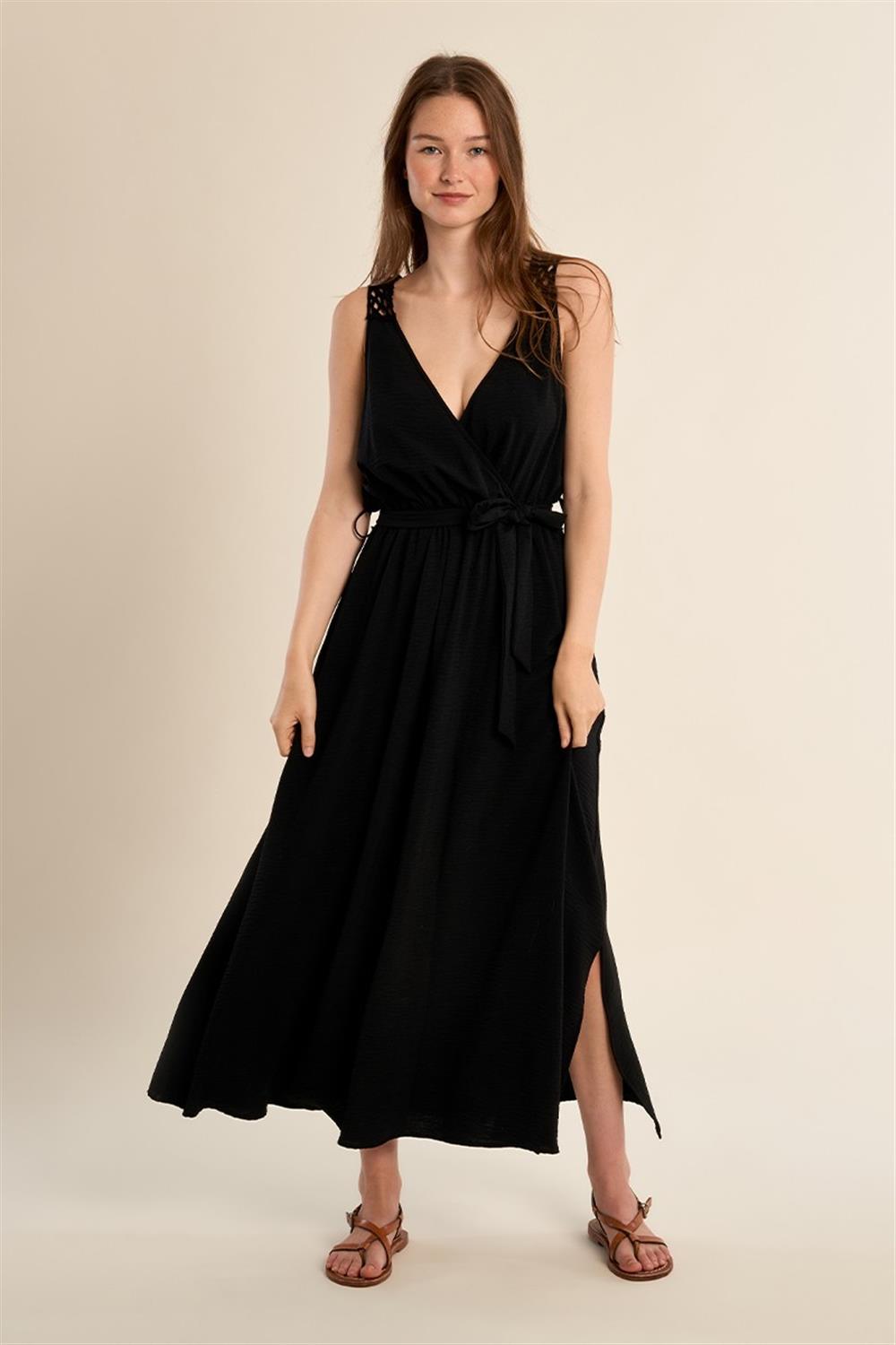 Molly Bracken abito ricamo dietro nero