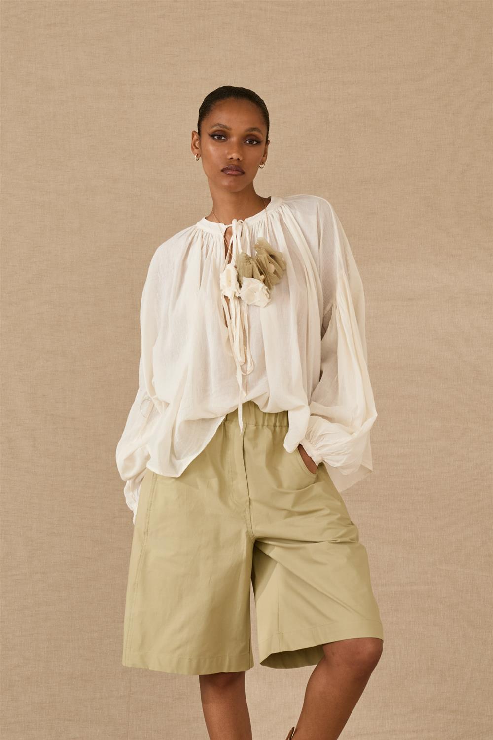 Souvenir camicia ampia cotone  burro