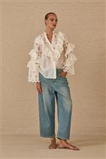 Souvenir camicia manica balze panna