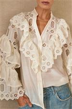 Souvenir camicia manica balze panna - immagine 2