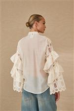 Souvenir camicia manica balze panna - immagine 3