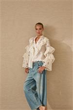 Souvenir camicia manica balze panna - immagine 4