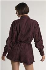 Glamorous short in pizzo burgundy - immagine 3