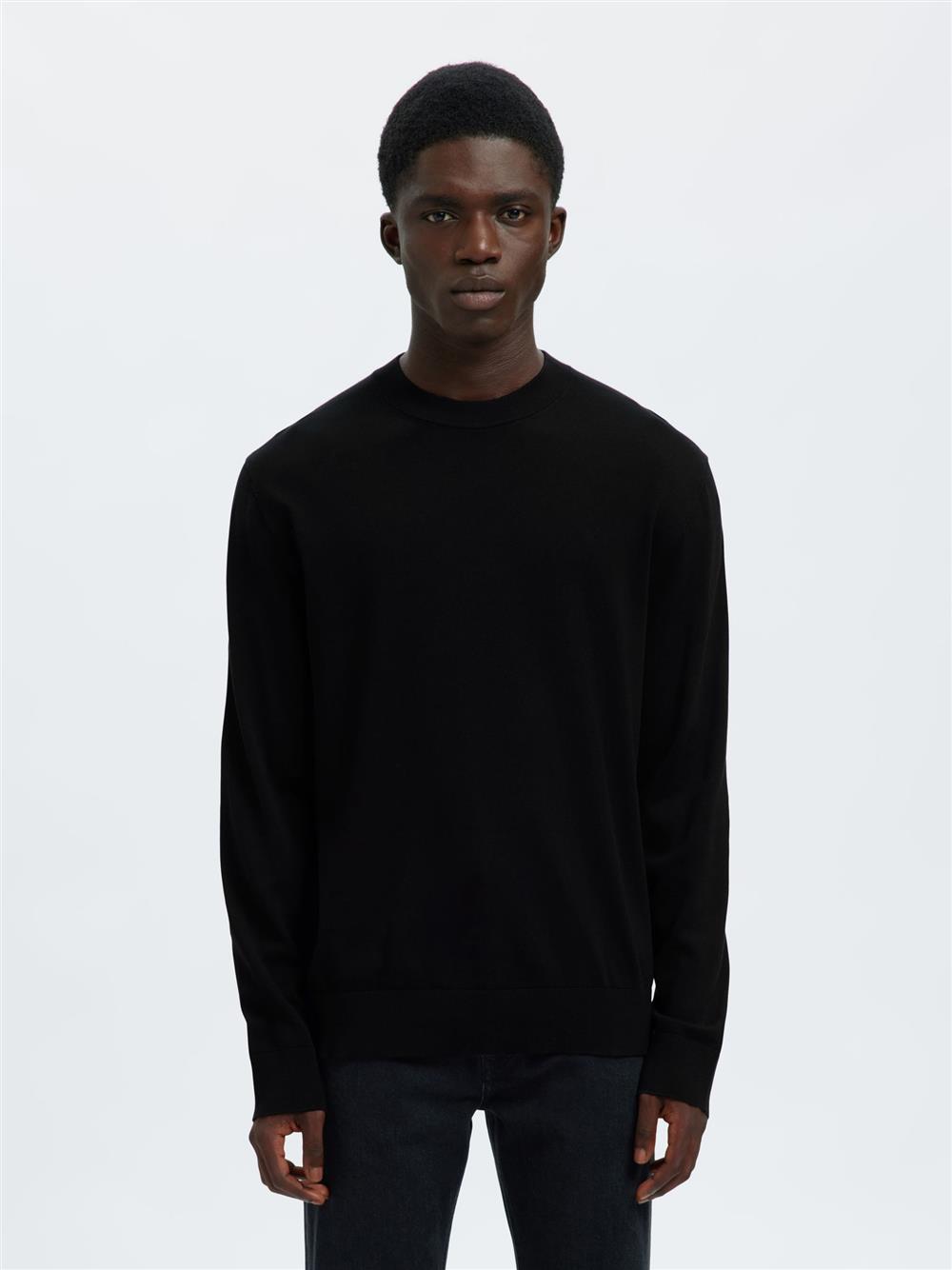 Selected_maglioncino_cotone_Torino_nero Selected maglioncino cotone Torino nero - immagine 1