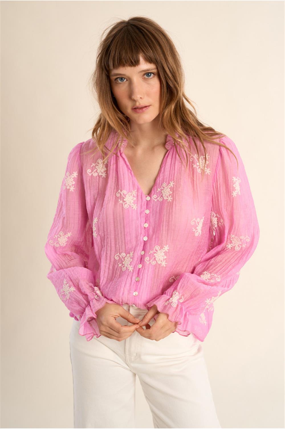 Molly_Bracken_camicia_ricami_pink Molly Bracken camicia ricami pink - immagine 1