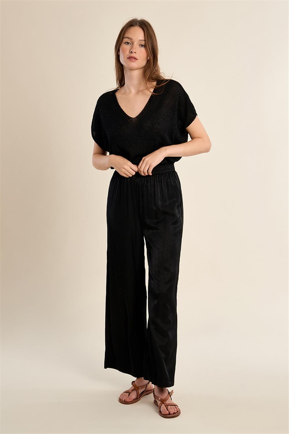 Molly_Bracken_pantalone_cinto_elastico_nero Molly Bracken pantalone cinto elastico nero - immagine 1