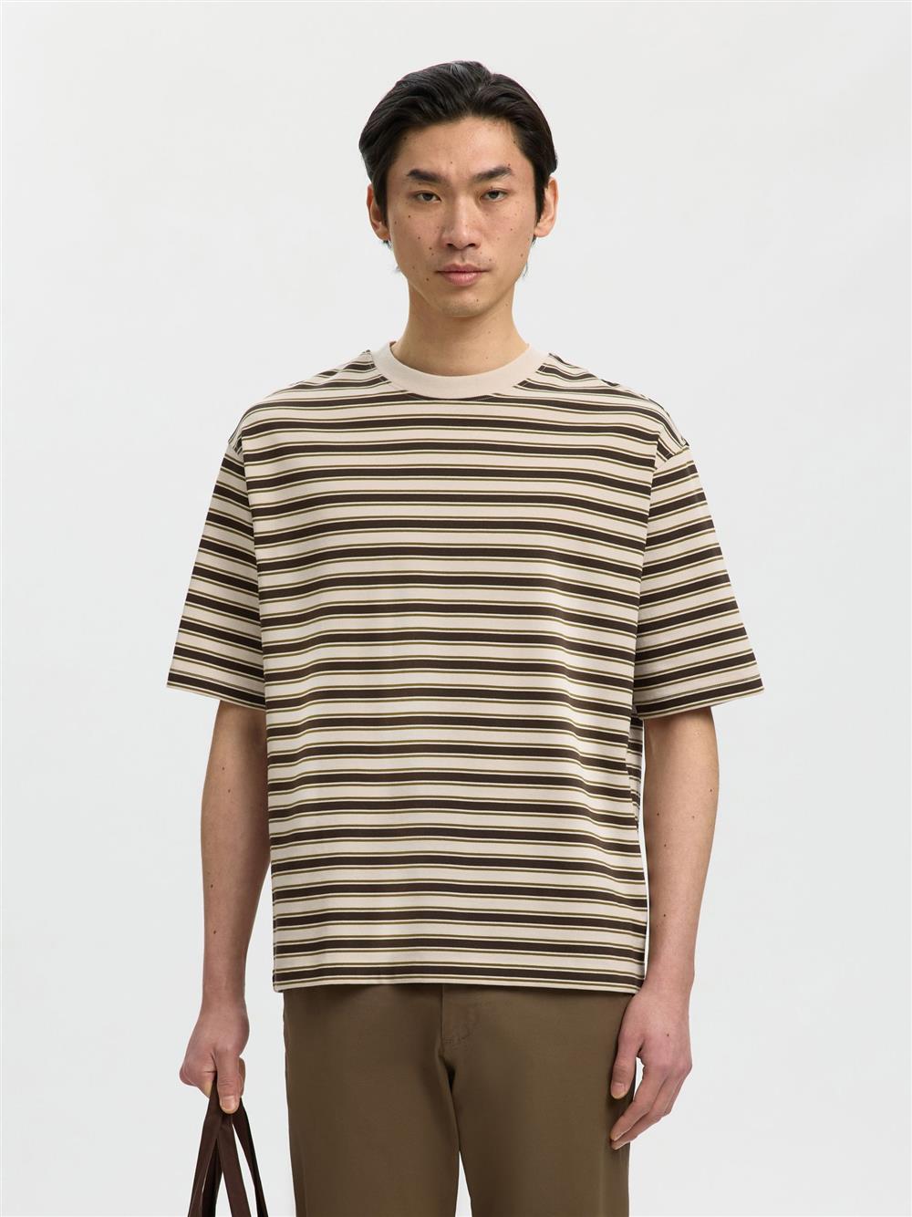 Selected_t-shirt_rigata_ecru Selected t-shirt rigata ecrù - immagine 1