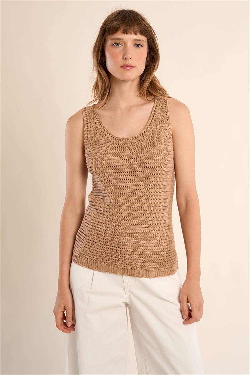 Molly_Bracken_canotta_uncinetto_cammello Molly Bracken canotta uncinetto cammello - immagine 1