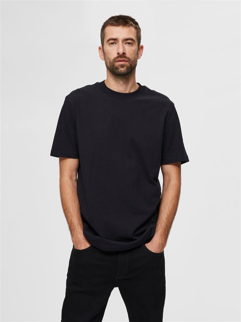 Selected_t-shirt_relax_colman_nera Selected t-shirt relax colman nera - immagine 1