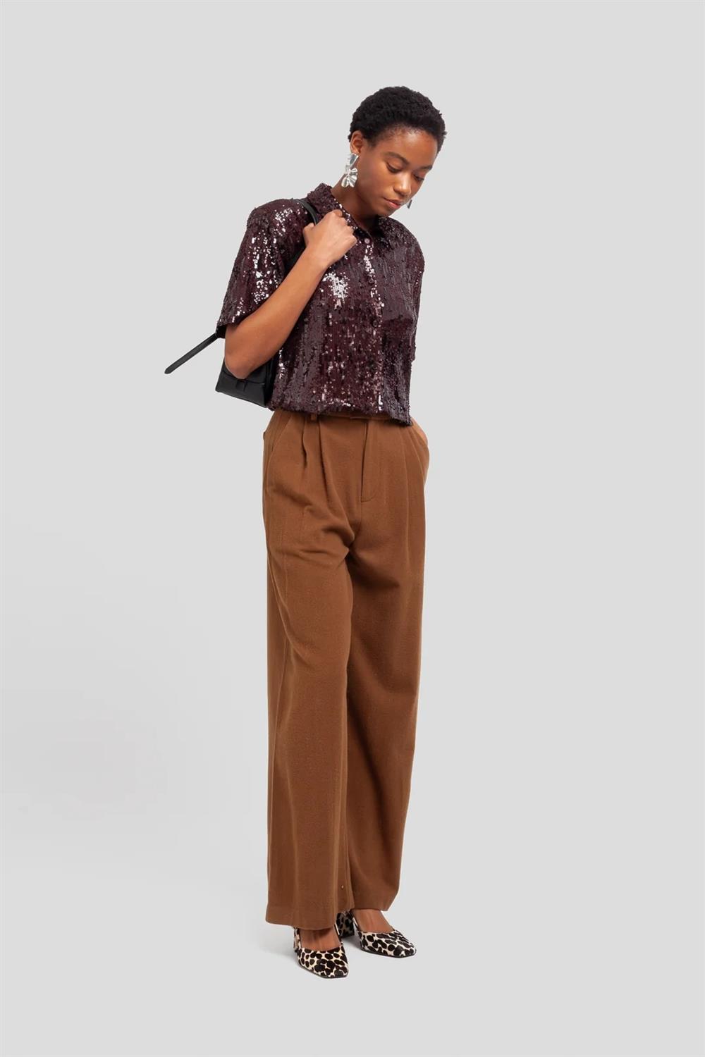 Weili_Zheng_pantalone_doppia_pinces_cammello Weili Zheng pantalone doppia pinces cammello - immagine 1